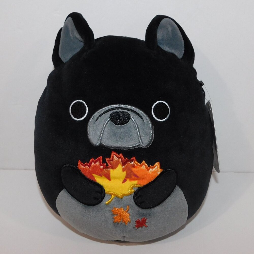 Squishmallows Black bulldog Rhett 8” Dog Plush NWT Fall Leaves Harvest Squad New